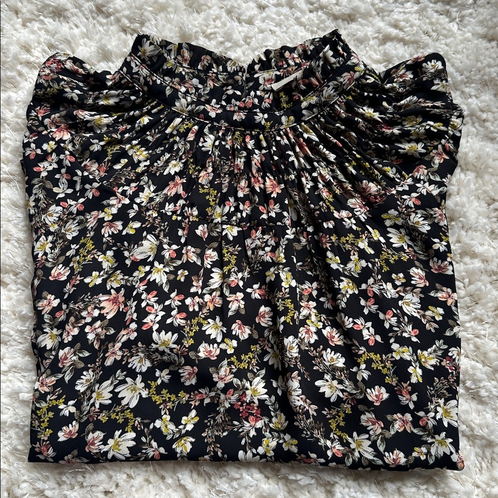 LOFT Floral Print Blouse - longsleeve